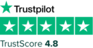 Trustpilot icon showing trust score of 4.8