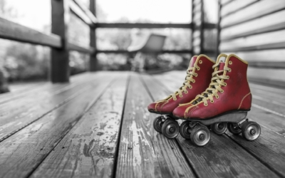 Pair of red rollerskates