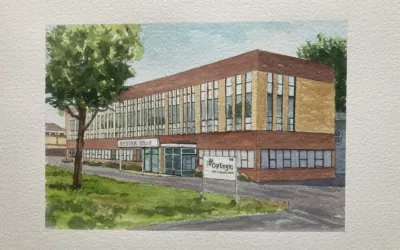 Optegra Colchester eye hospital watercolour