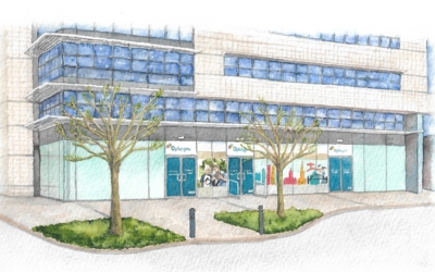 Optegra Newcastle eye hospital watercolour