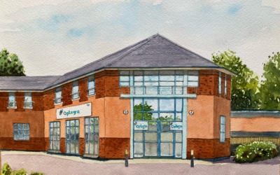 Optegra Nottingham eye hospital watercolour