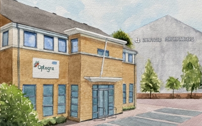 Optegra Sheffield eye hospital watercolour