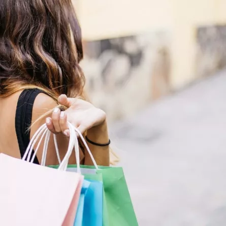 Woman carrying shopping bags