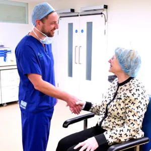 Mr Alastair Stuart and patient Maria Walmsey