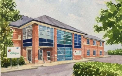Optegra Leicester eye hospital watercolour