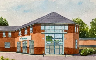 Optegra Nottingham eye hospital watercolour
