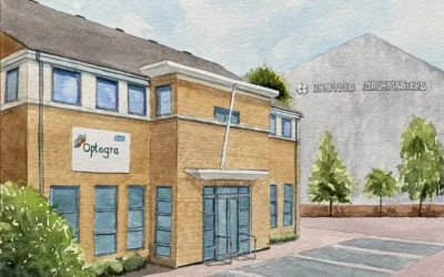 Optegra Sheffield eye hospital watercolour
