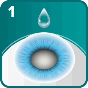 Cataract step 1 - anaesthetic eye drops applied to ensure a pain-free procedure